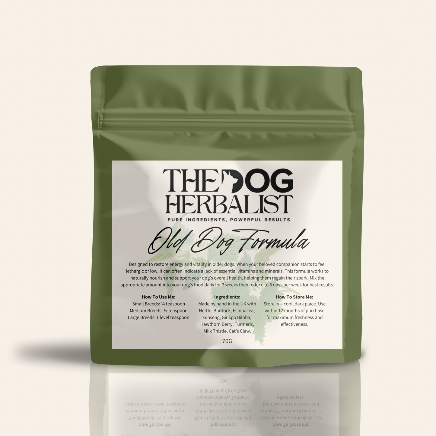 Old Dog Herbal Powder – natural herbal supplement for senior dogs – holistic dog health UK