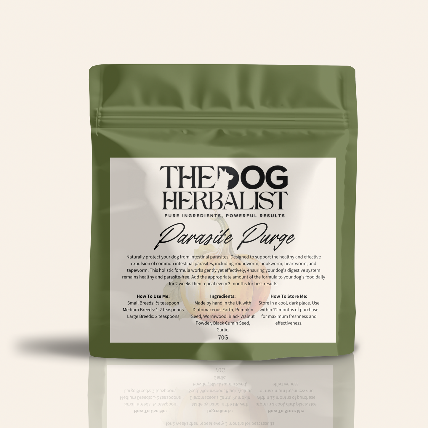 Parasite Purge Herbal Powder – natural herbal supplement for dog parasite control – holistic dog health UK