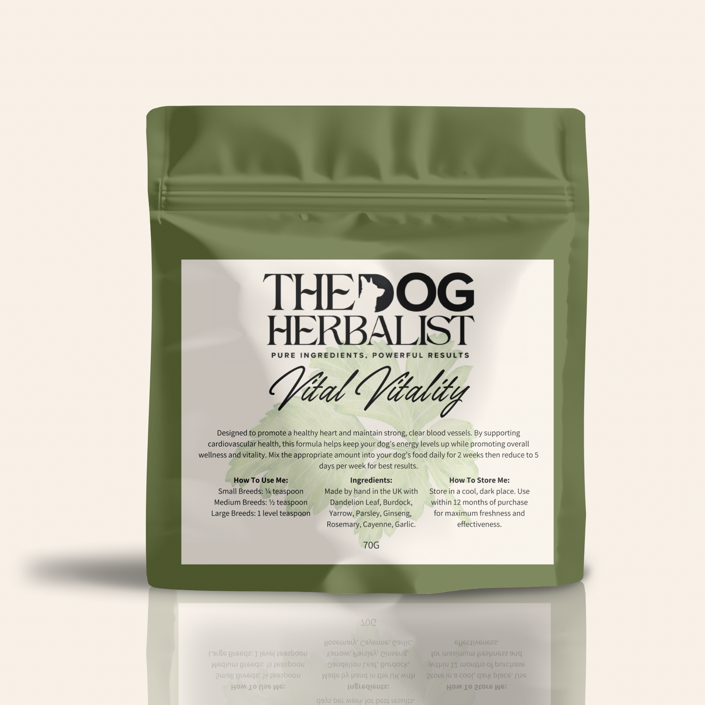 Vital Vitality Herbal Powder – natural herbal supplement for dog energy and vitality – holistic dog health UK