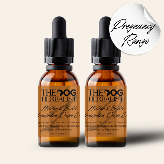 Mother & Birth Homeopathic Drops Duo – natural homeopathic drops to support dogs during birth and whelping – holistic dog health UK