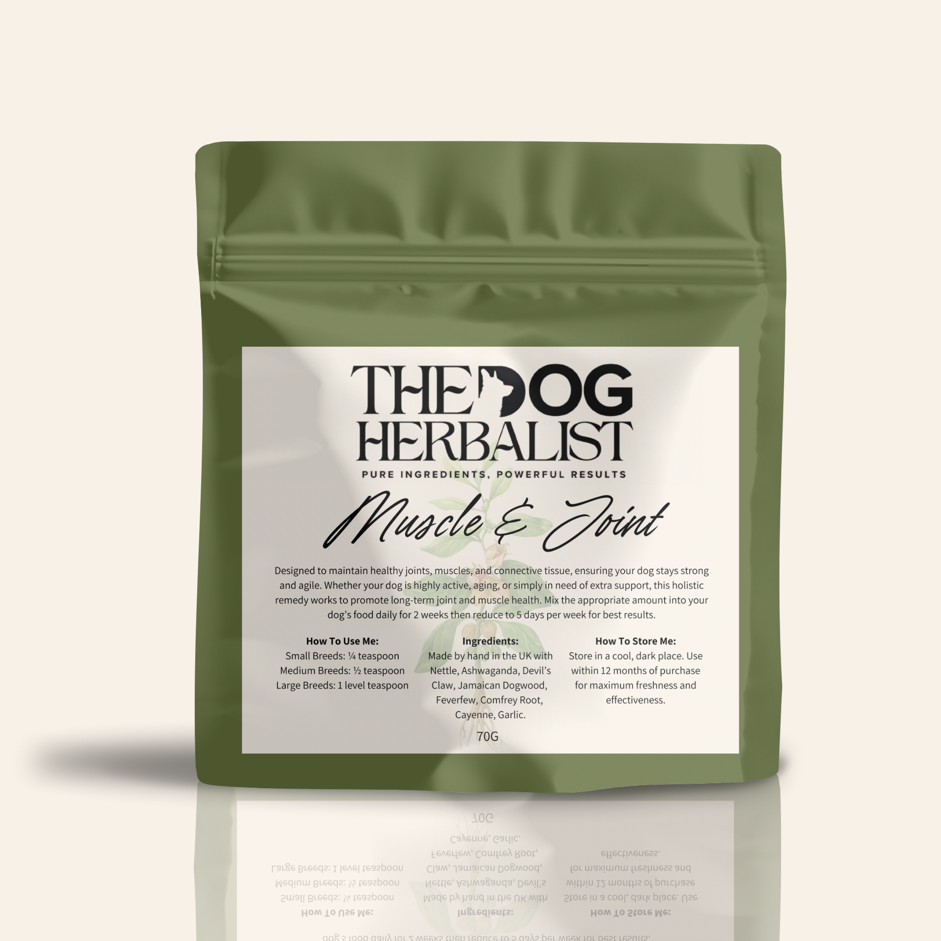 Muscle & Joint Herbal Powder – natural herbal supplement for dog joint and mobility support – holistic dog health UK