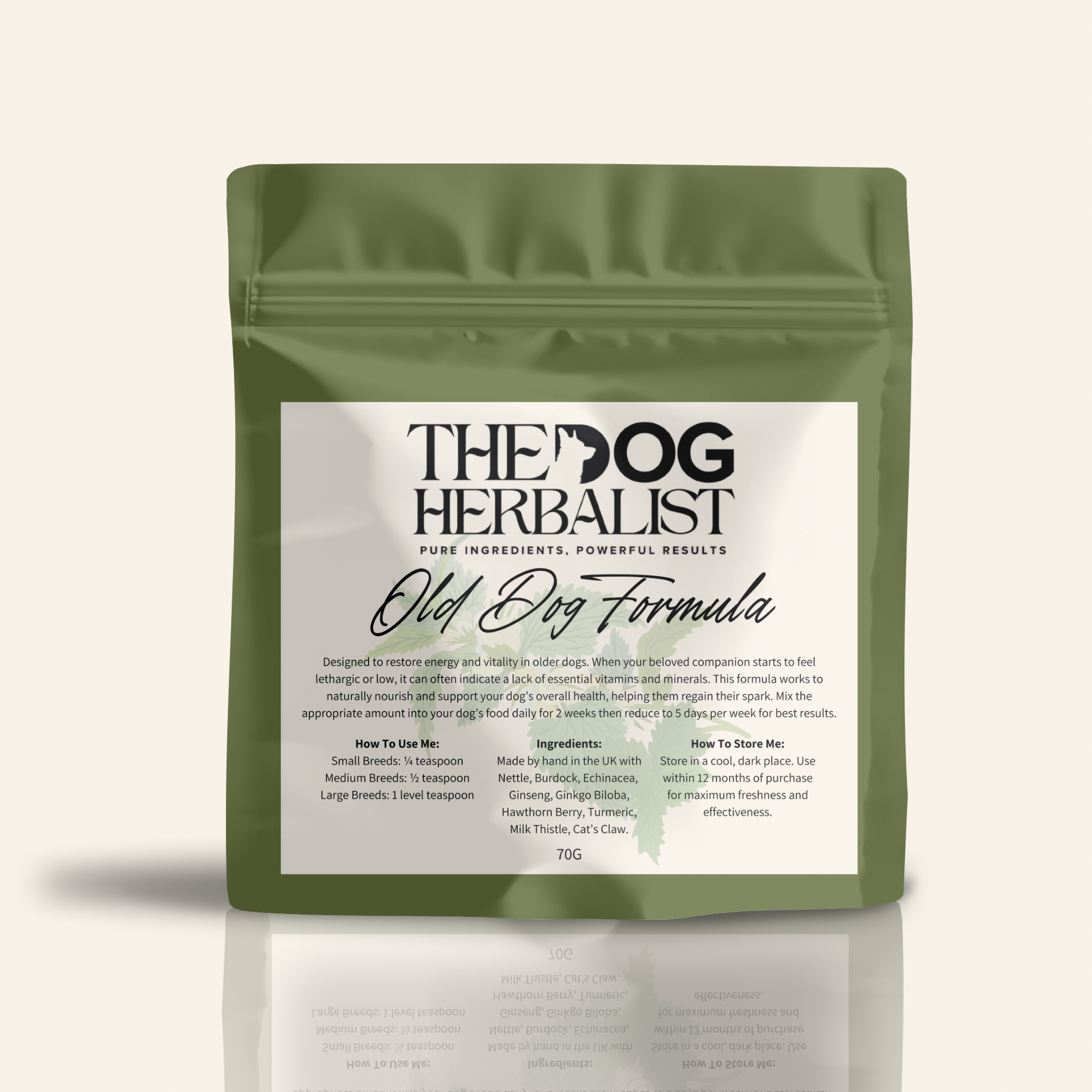 Old Dog Herbal Powder – natural herbal supplement for senior dogs – holistic dog health UK