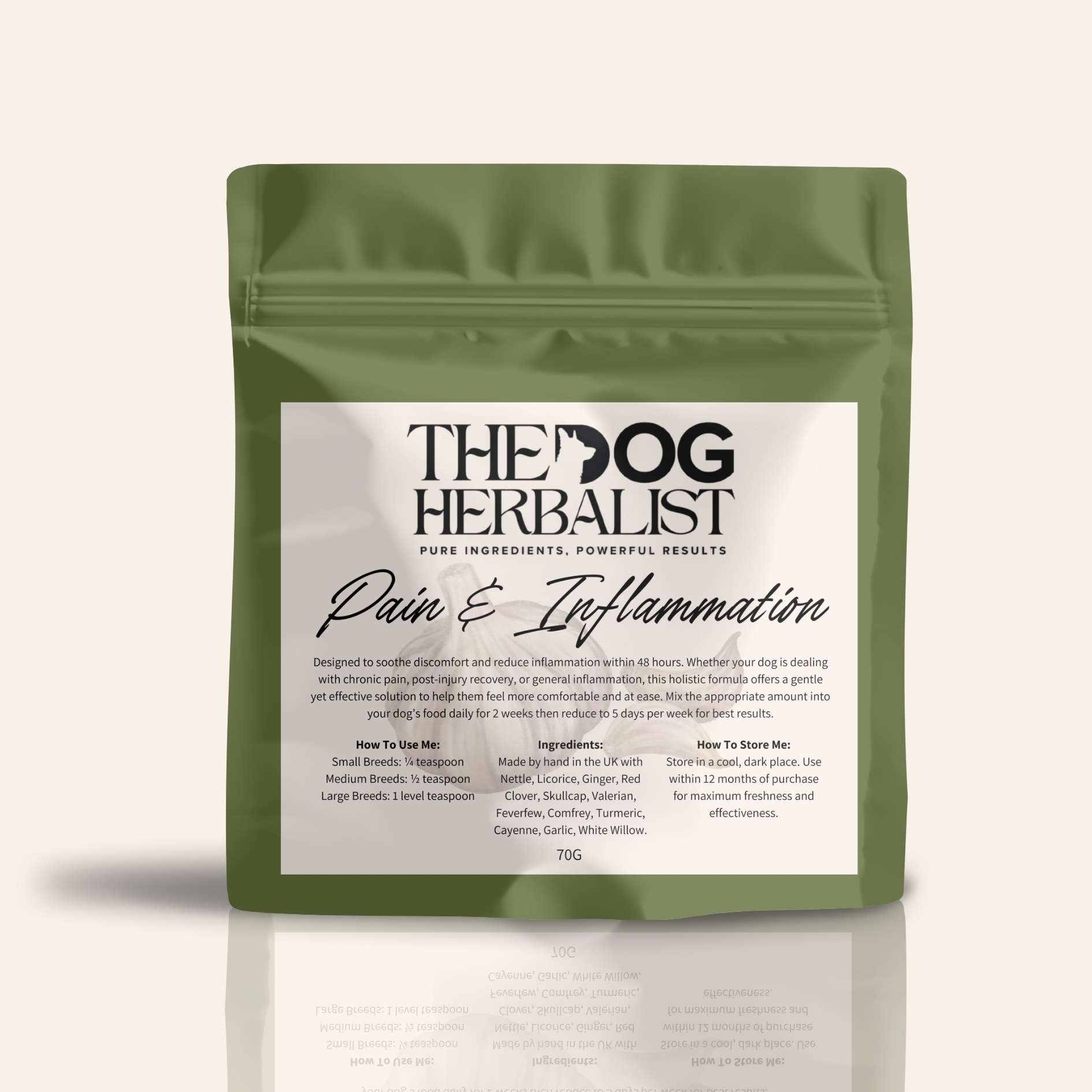 Pain & Inflammation Herbal Powder – natural herbal supplement for dog pain and inflammation relief – holistic dog health UK