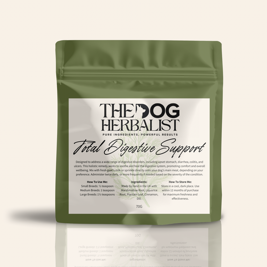 Total Digestive Herbal Support Powder – natural herbal supplement for dog digestive health – holistic dog health UK