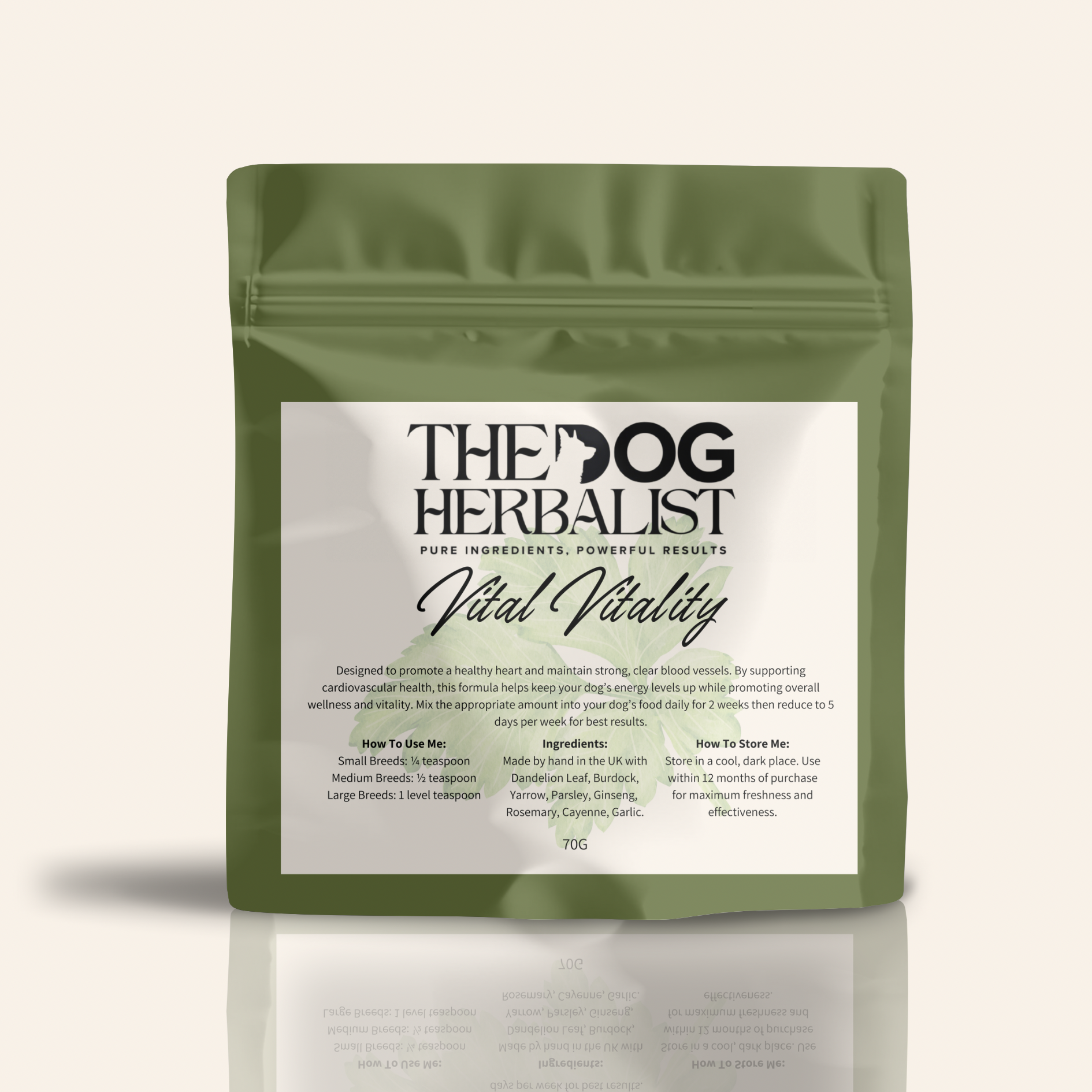 Vital Vitality Herbal Powder – natural herbal supplement for dog energy and vitality – holistic dog health UK