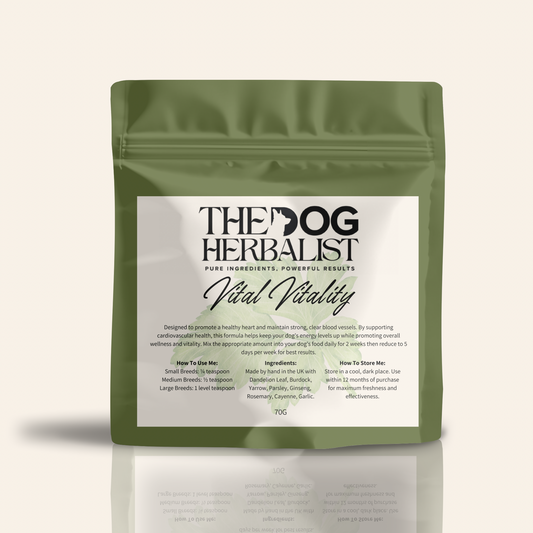 Vital Vitality Herbal Powder – natural herbal supplement for dog energy and vitality – holistic dog health UK